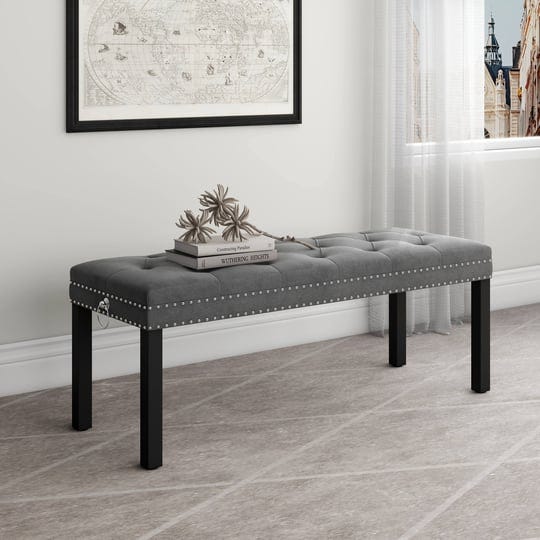 velvet-upholstered-bench-grey-1