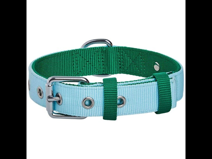 blueberry-pet-iconic-color-block-dog-collar-sky-blue-and-dark-green-medium-1