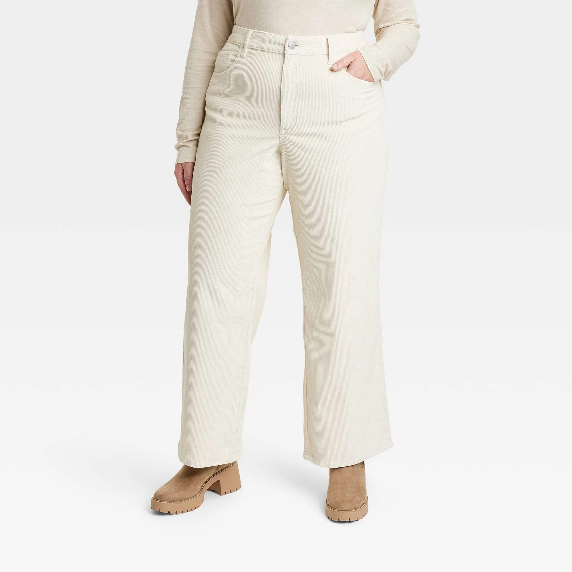 High-Rise Corduroy Wide-Leg Jeans - Versatile and Stylish Option | Image