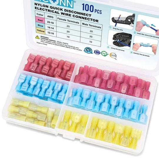 ticonn-100-pcs-nylon-quick-disconnect-connectors-kit-electrical-insulated-male-and-female-spade-wire-1