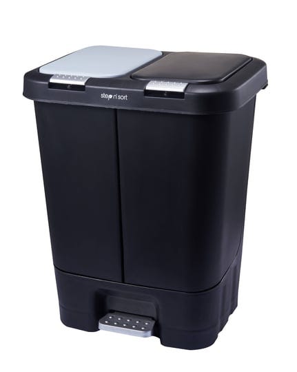 step-n-sort-dual-trash-and-recycle-bin-with-slow-close-lid-black-11-gallon-1