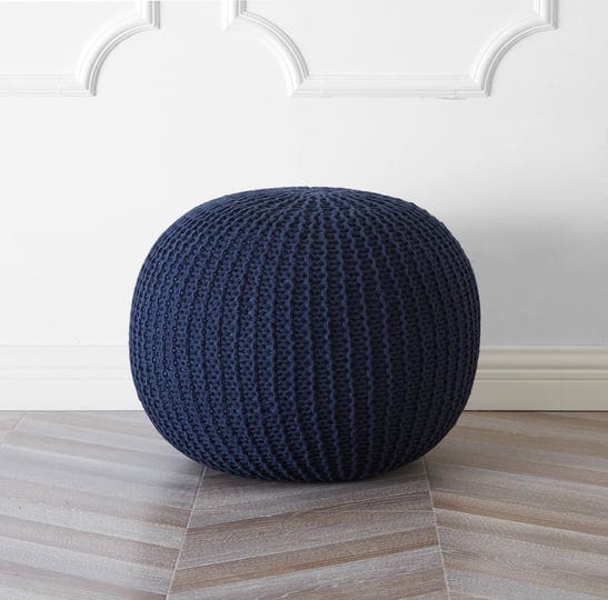 urban-shop-round-knit-pouf-navy-blue-1