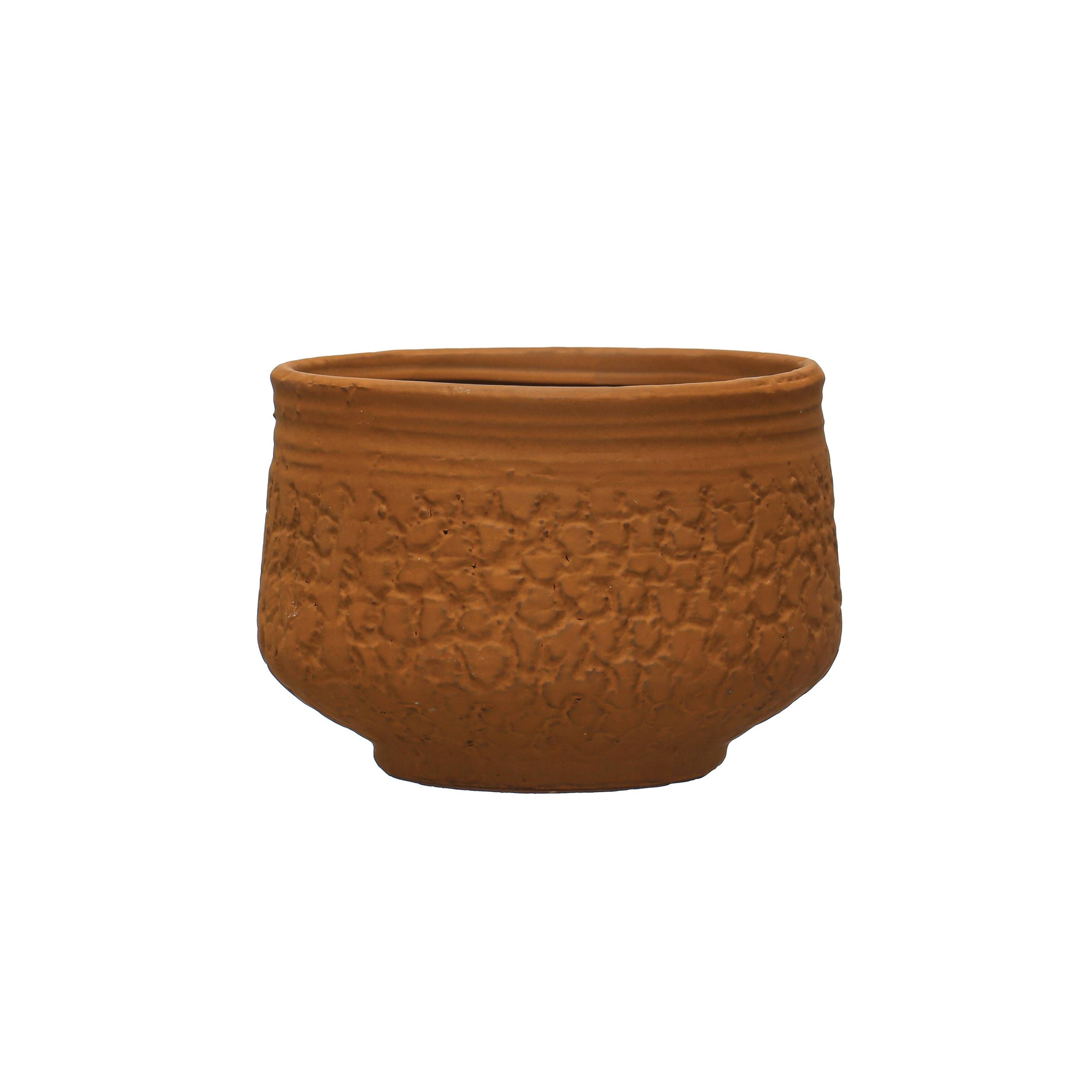 Creative Co-op Terracotta Boho Stoneware Planter | Image