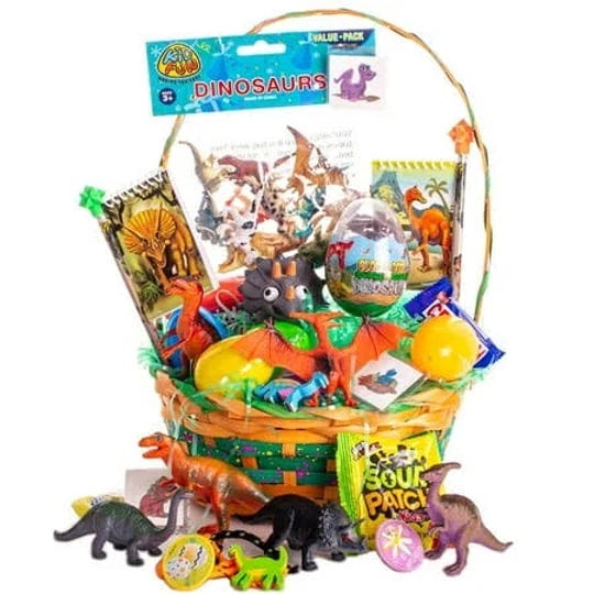 dinosaur-toy-treat-filled-kids-48-piece-medium-easter-basket-gift-set-orange-green-1