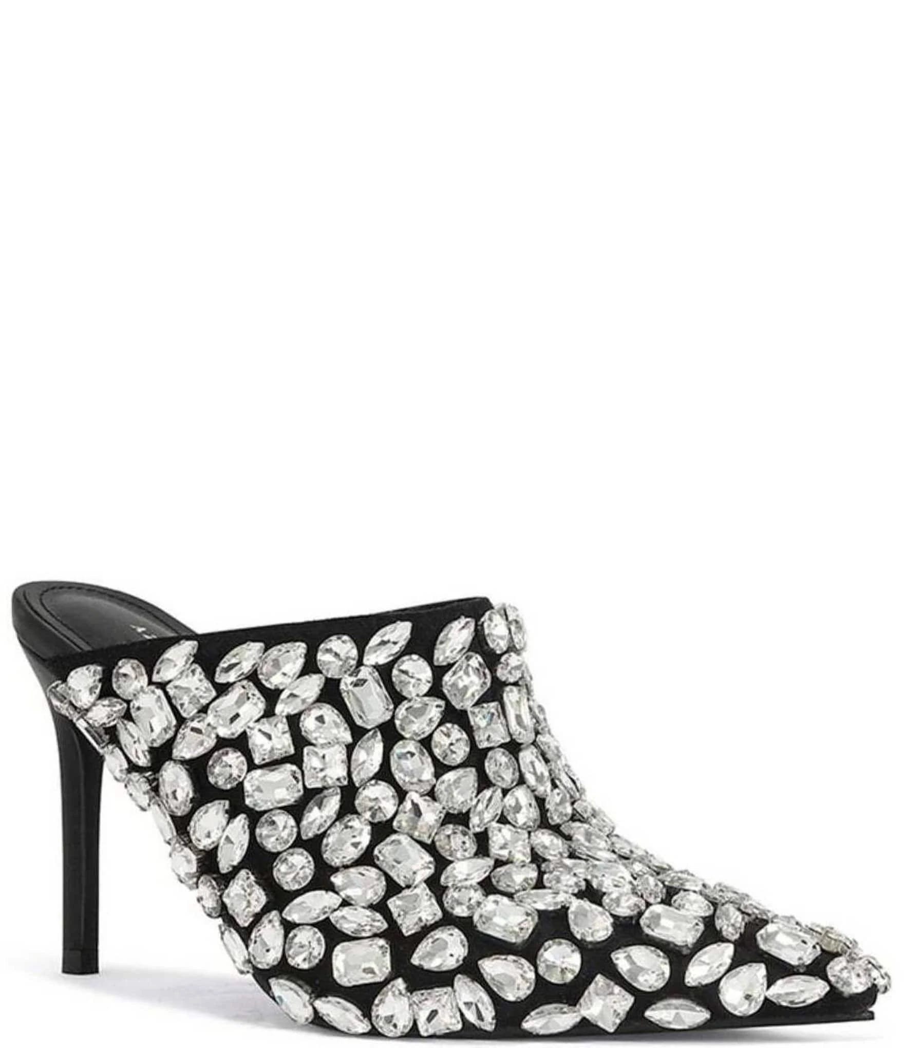 Stiletto Mules with Embellished Rhinestone Detail | Image