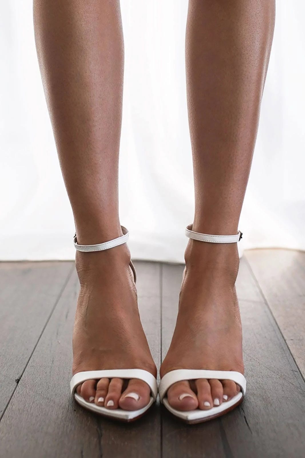Grace Loves Lace Dosa Heels - White with a Cushioned Insole and 8.5cm Heel | Image