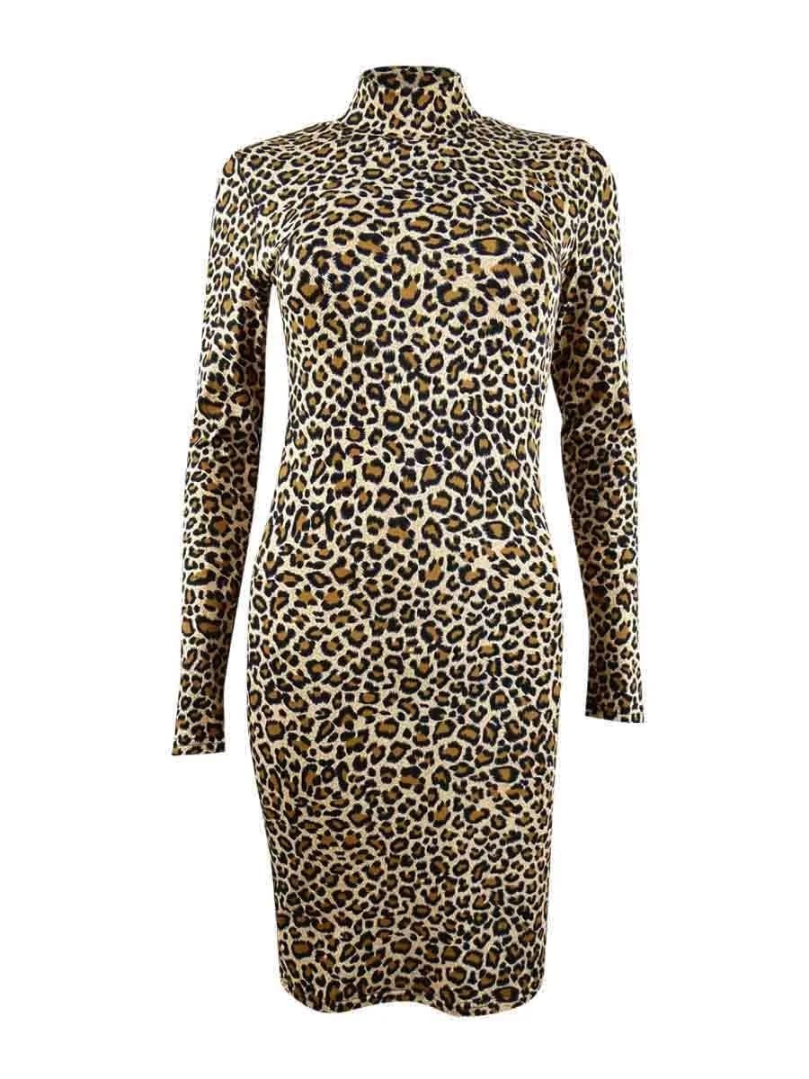 Stylish Leopard High Neck Dress for a Chic Party Look | Image