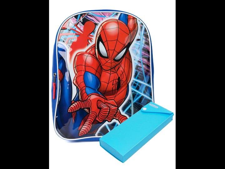 spider-man-backpack-15-inch-marvel-superhero-avenger-w-sliding-pencil-case-set-mens-size-one-size-bl-1