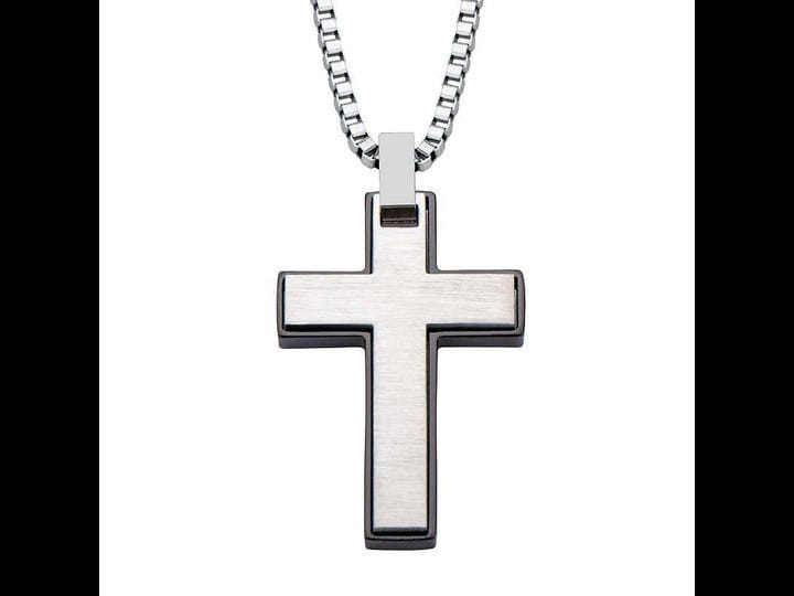 mens-black-stainless-steel-cross-pendant-necklace-size-22-1