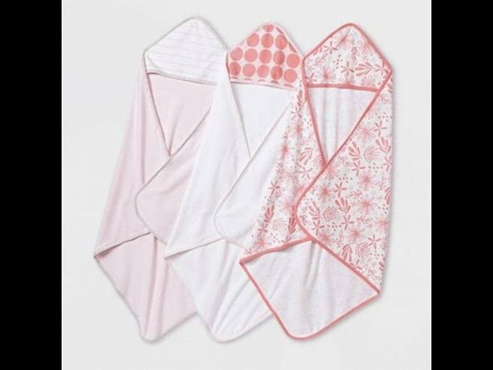 cloud-island-baby-3-pack-lightweight-hooded-towel-set-pink-bloom-sprout-infant-girls-size-one-size-1