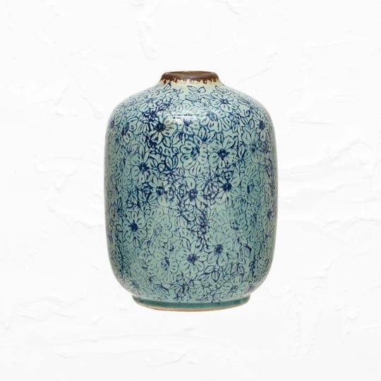 distressed-blue-floral-terracotta-vase-1