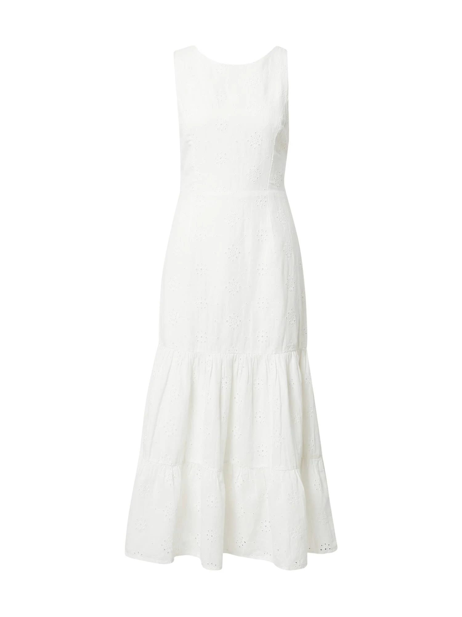 Elegant White Eyelet Maxi Dress for Evenings | Image