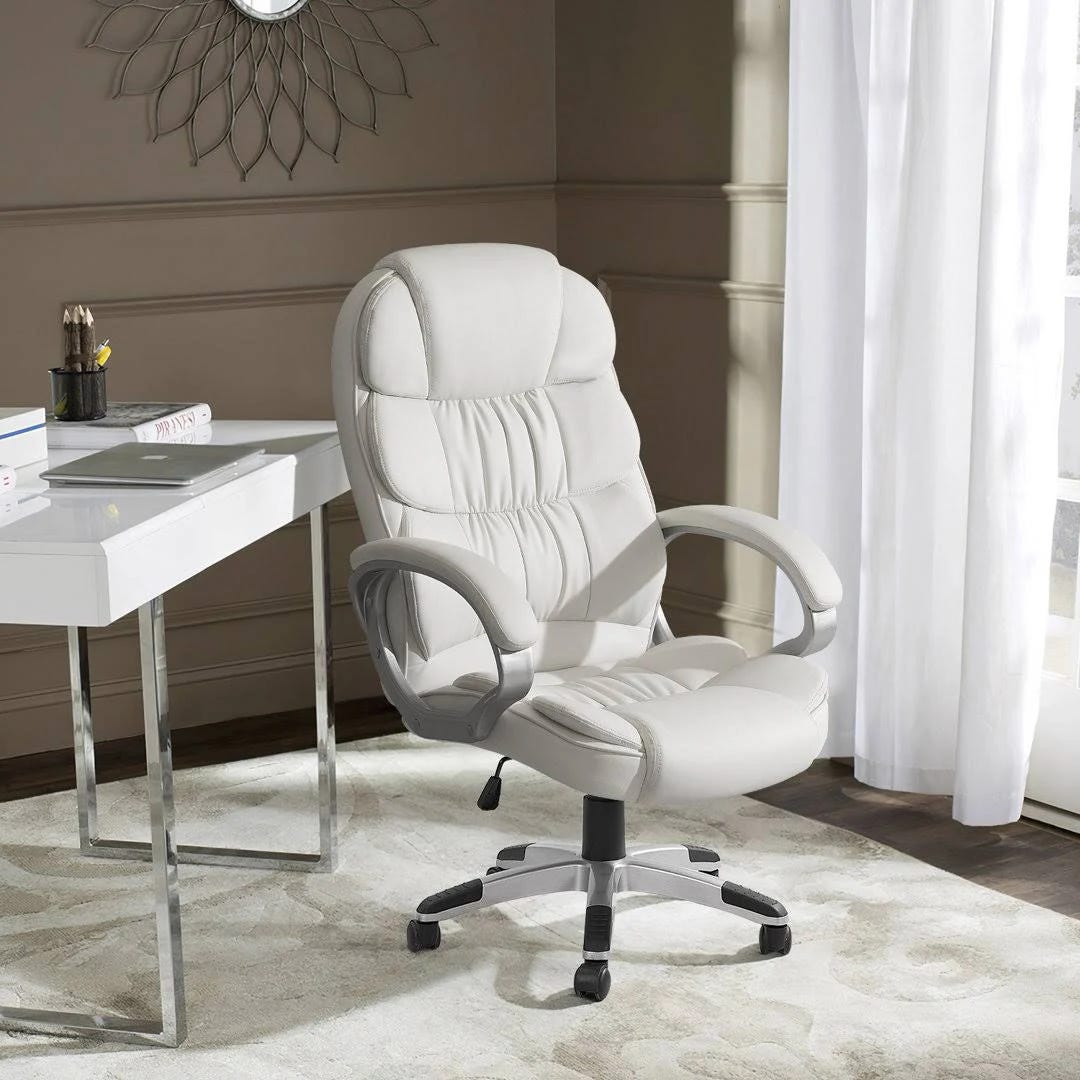 Ergonomic White Orren Ellis Office Chair with Adjustable PU Leather Seat | Image