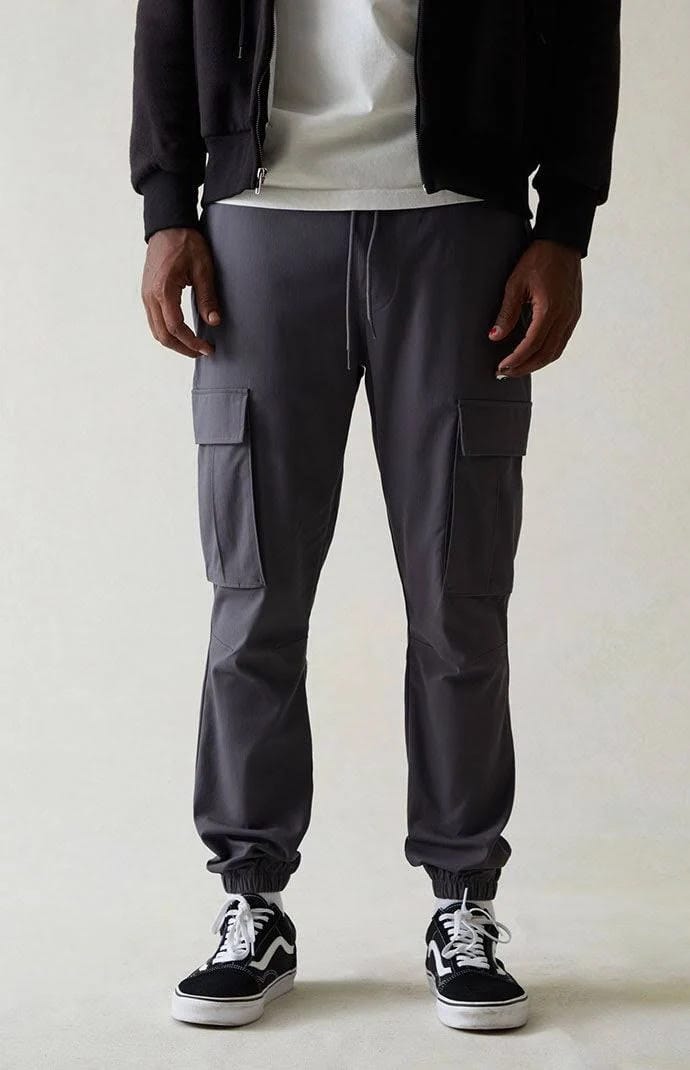 Effortless Gray Slim Cargo Joggers for Men | Image