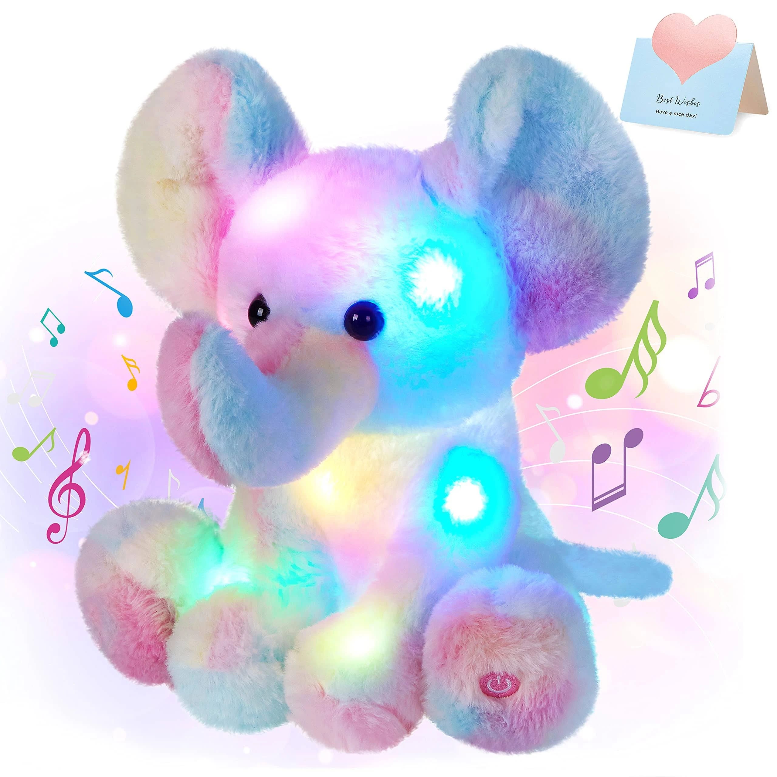 Rainbow Glowing Elephant Stuffed Toy with 10 Lullabies | Image