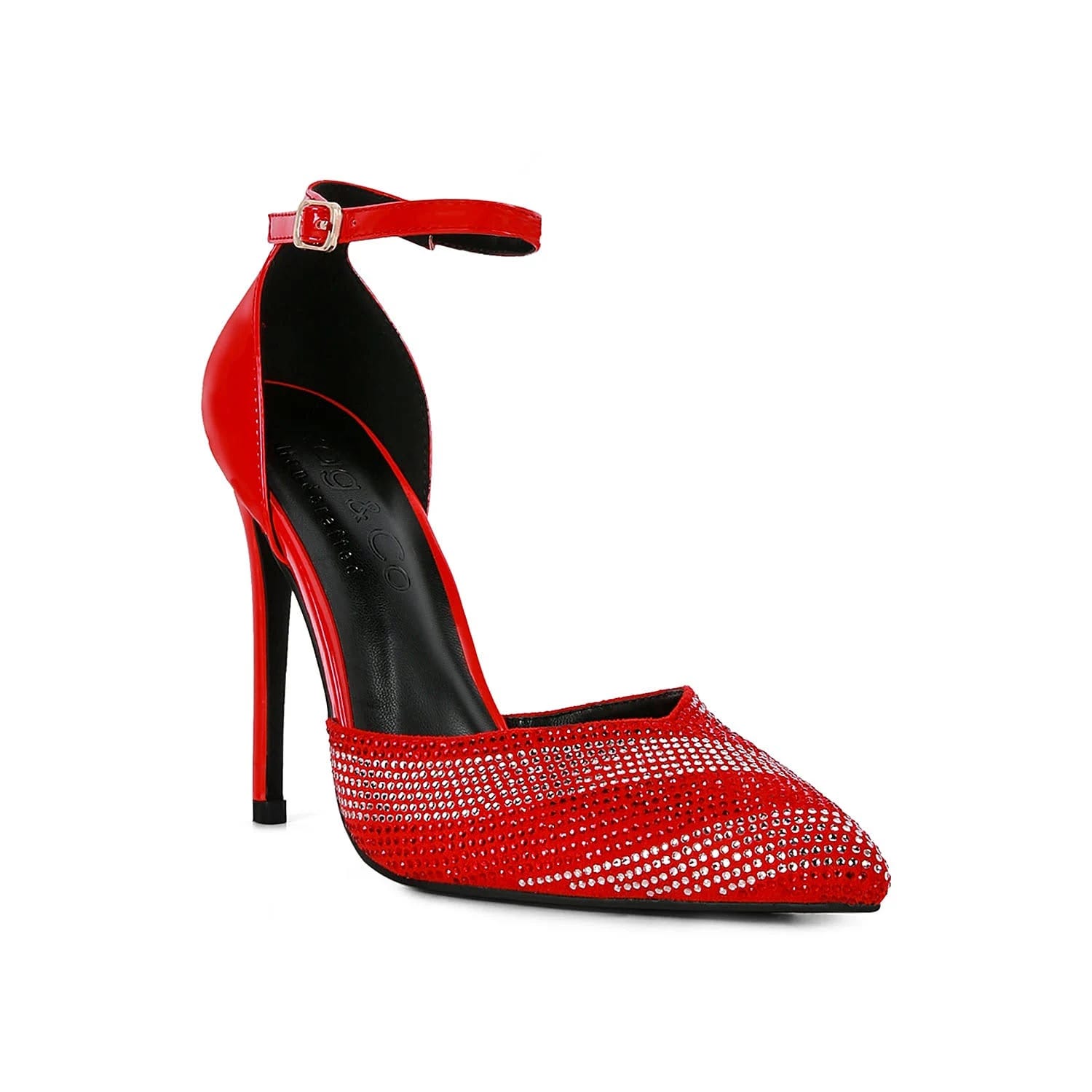 Elegant Patent Leatherette Red Stiletto Heels | Image