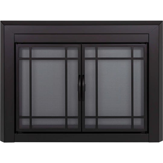 pleasant-hearth-easton-black-fireplace-glass-firescreen-doors-medium-1
