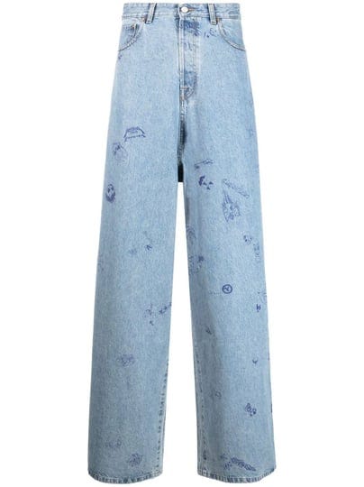 vetements-illustration-print-baggy-jeans-blue-1