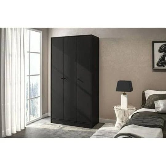 polifurniture-denmark-71-in-3-door-bedroom-armoire-with-shelves-hanging-rod-black-wood-1