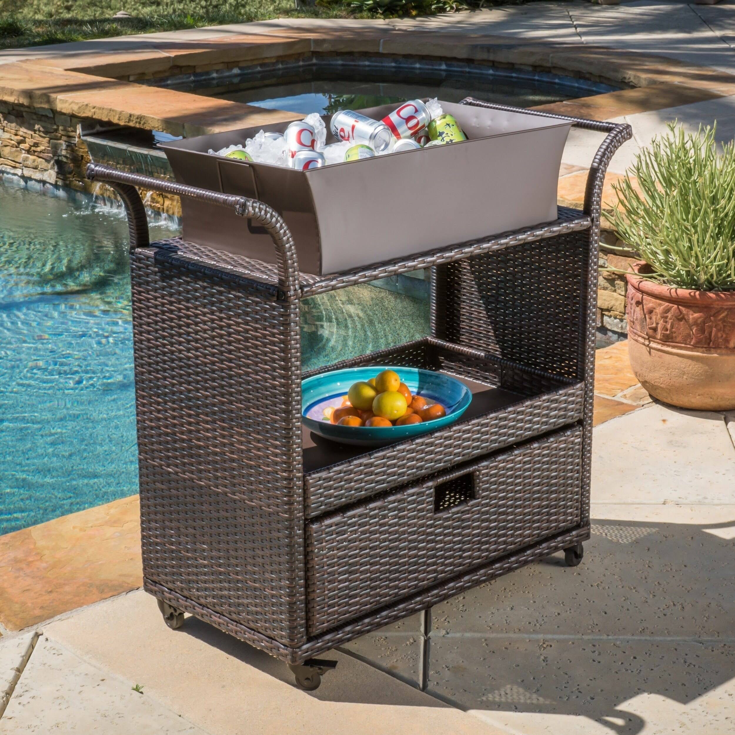 Rincon Brown Outdoor Bar Cart | Image