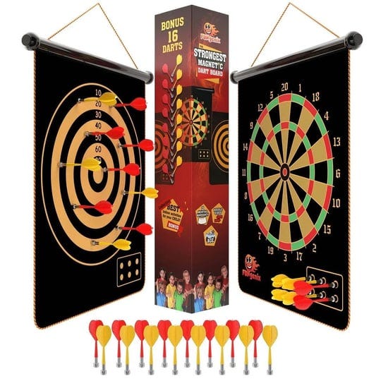 fungenix-magnetic-dart-board-for-kids-indoor-outdoor-darts-game-16pcs-magnetic-darts-double-sided-bo-1