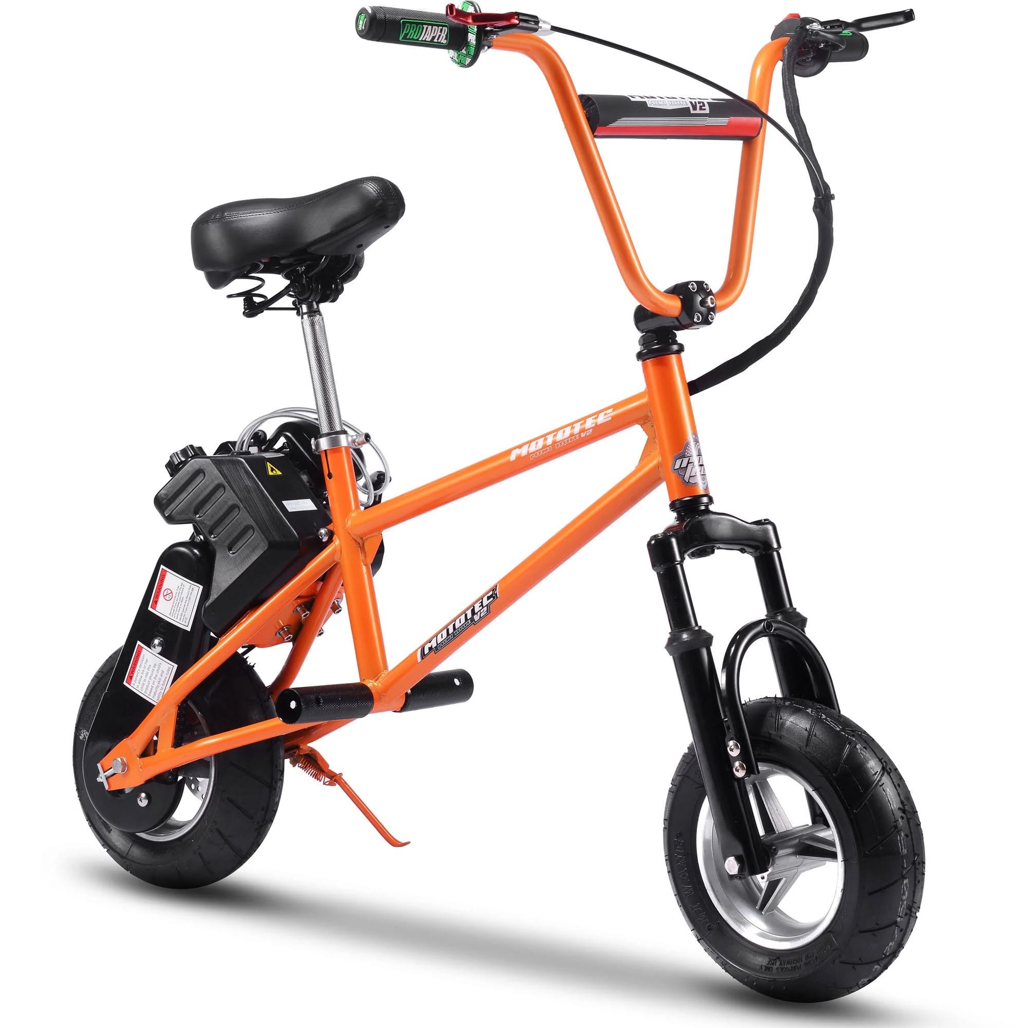 MotoTec 49cc Gas Mini Bike V2 Orange - Perfect for Kids & Adults | Image