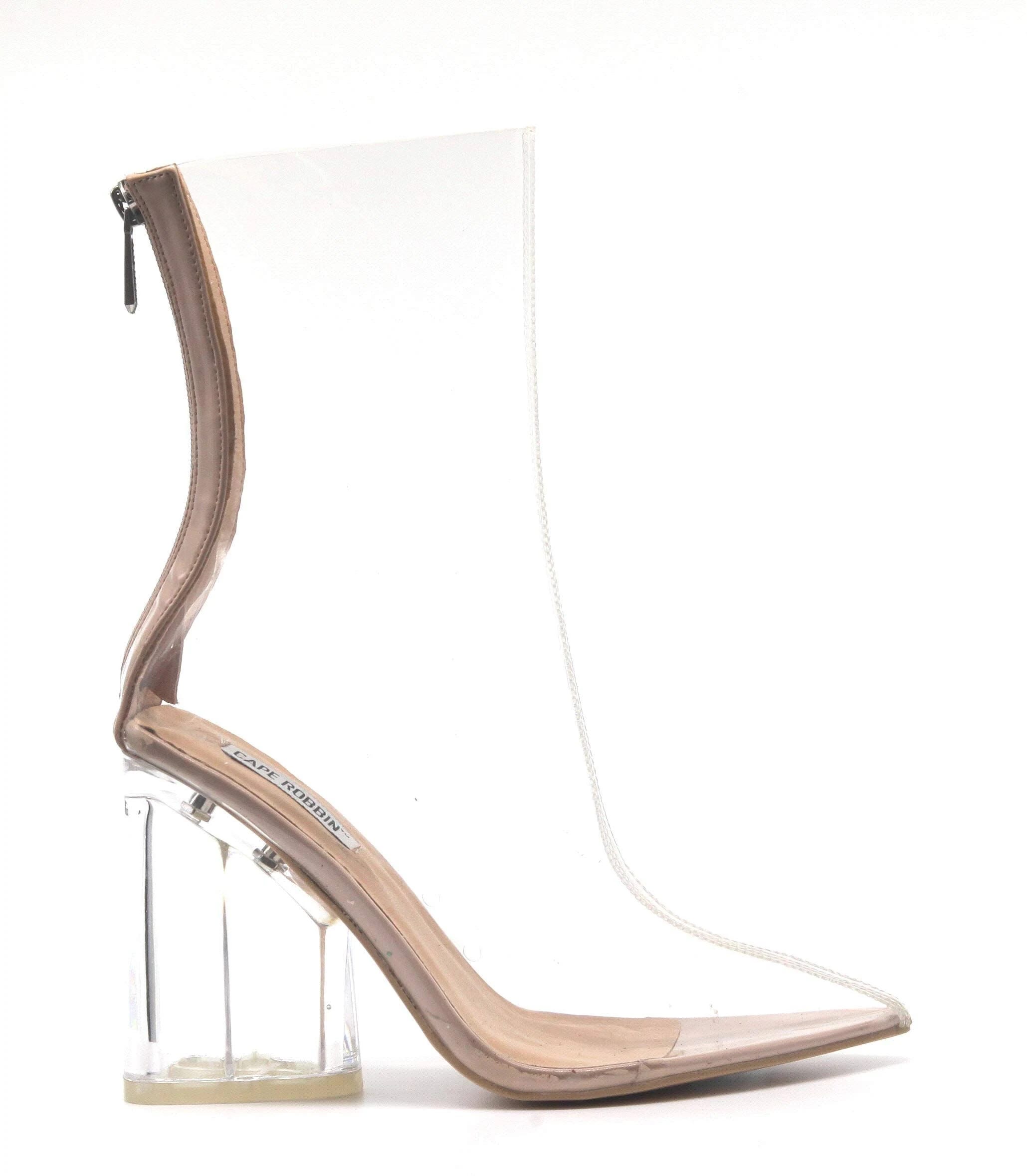 Cape Robin Crystal Glaze Clear Chunky Heel Bootie | Image