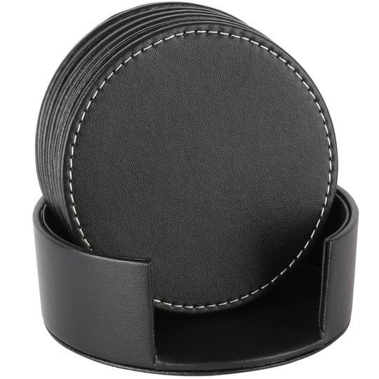carlway-set-of-6-leather-drink-coasters-round-cup-mat-pad-for-home-and-kitchen-use-black-3-94-1