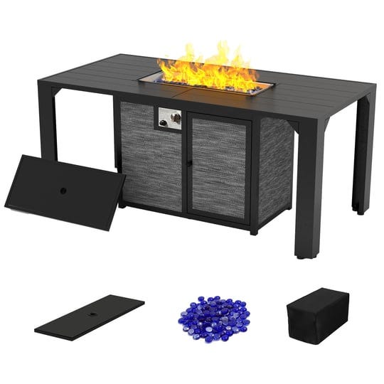 pizzello-outdoor-fire-pit-dining-table-62-5-aluminum-rectangular-propane-black-1