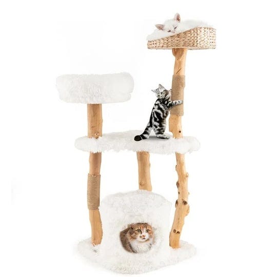 solid-wood-cat-tower-with-top-cattail-basket-cat-bed-for-indoor-cats-white-costway-1
