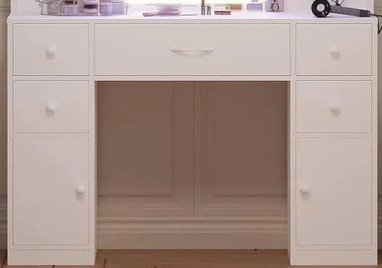 makeup-vanity-desk-with-5-drawers-smart-mirror-lights-time-display-white-1