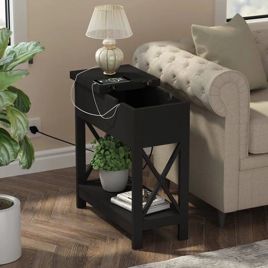 choochoo-end-table-with-charging-station-narrow-flip-top-side-for-black-1