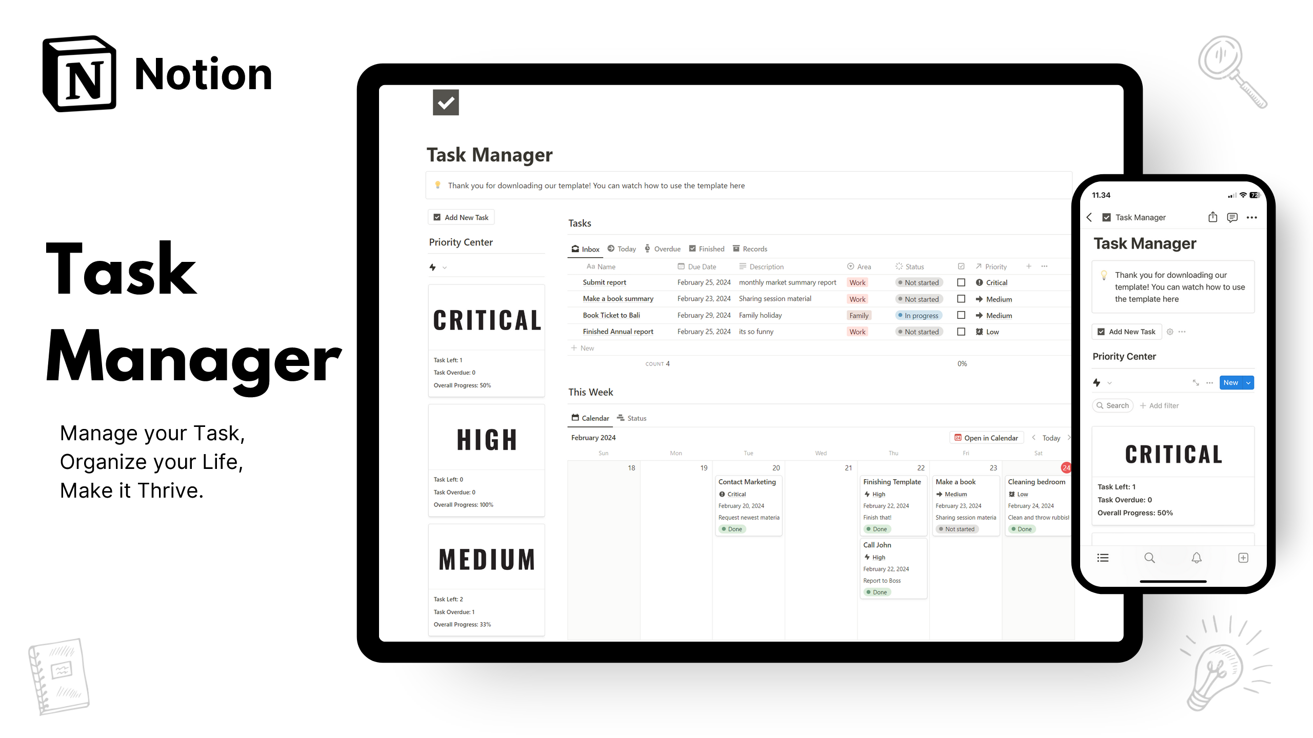 Task Manager by Notion Switch  | Elcovia Marketplace | Notion Templates | Notion Creators