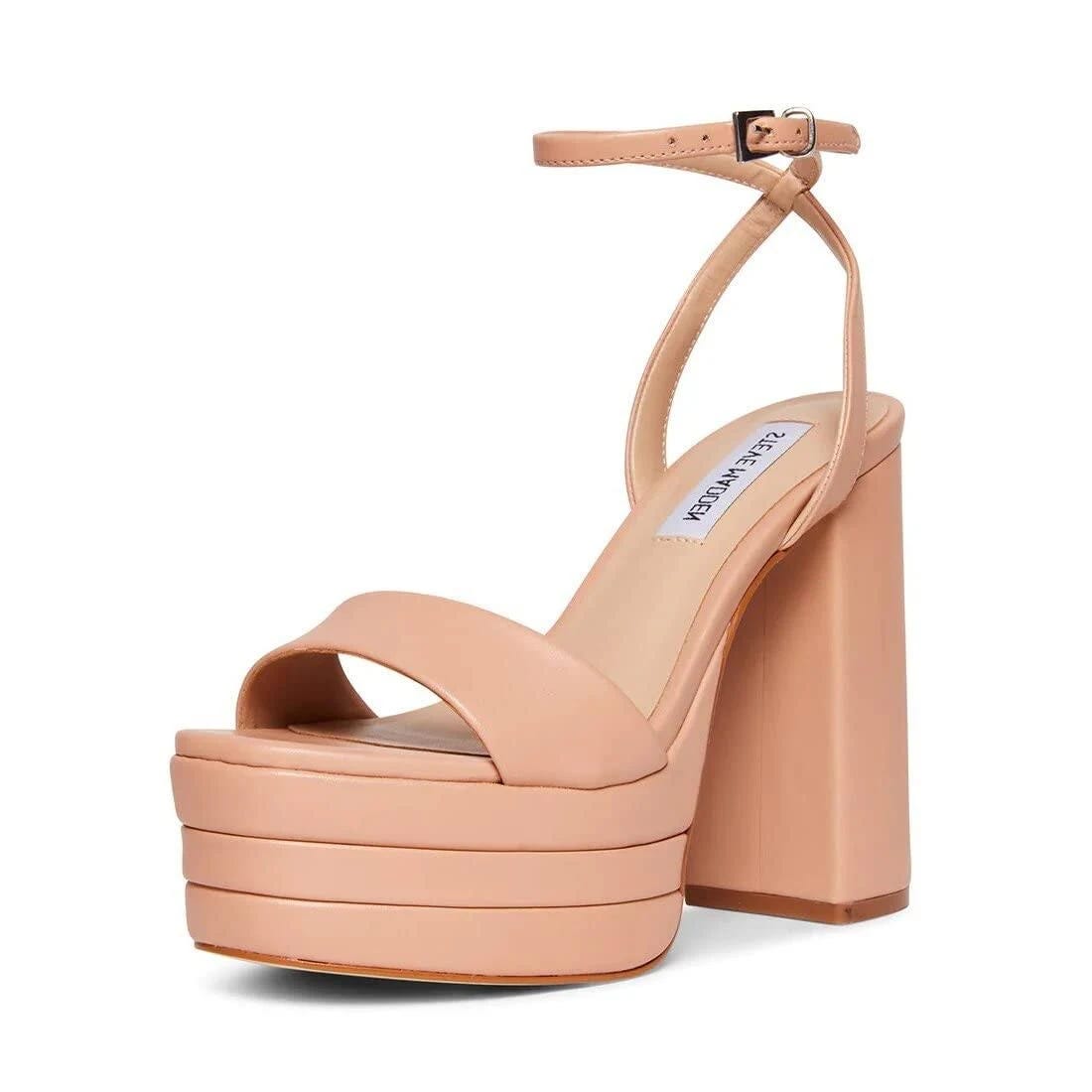 Fashionable Nude Platform Sandal with Ankle Strap | Image