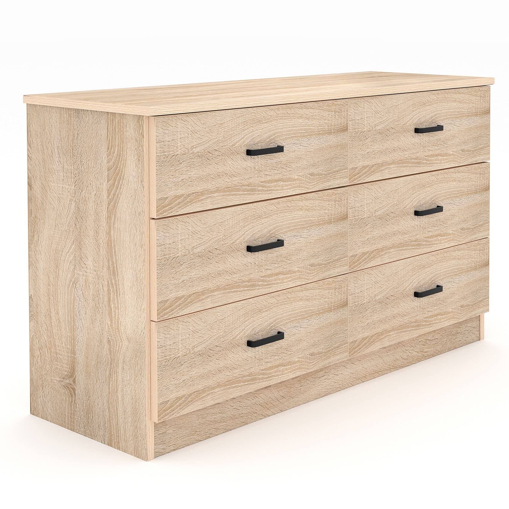 6 Drawer Light Wood Dresser with Modern Design | Image