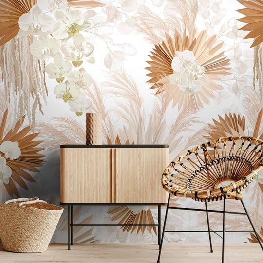 neutral-boho-plants-with-palm-leaf-wallpaper-mural-1