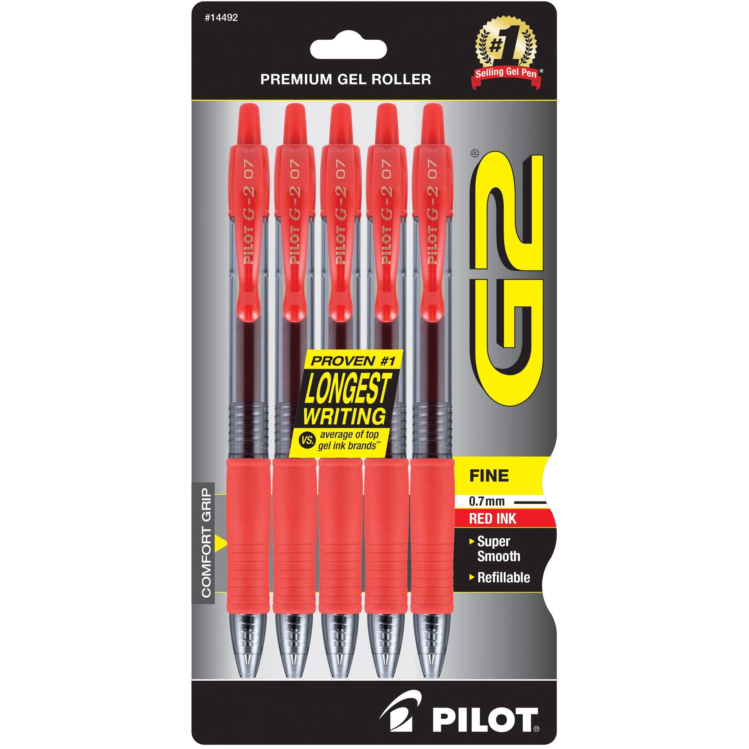 Revamped Premium Gel Ink Pens (Fine Point, Red, 5 Pack) | Image