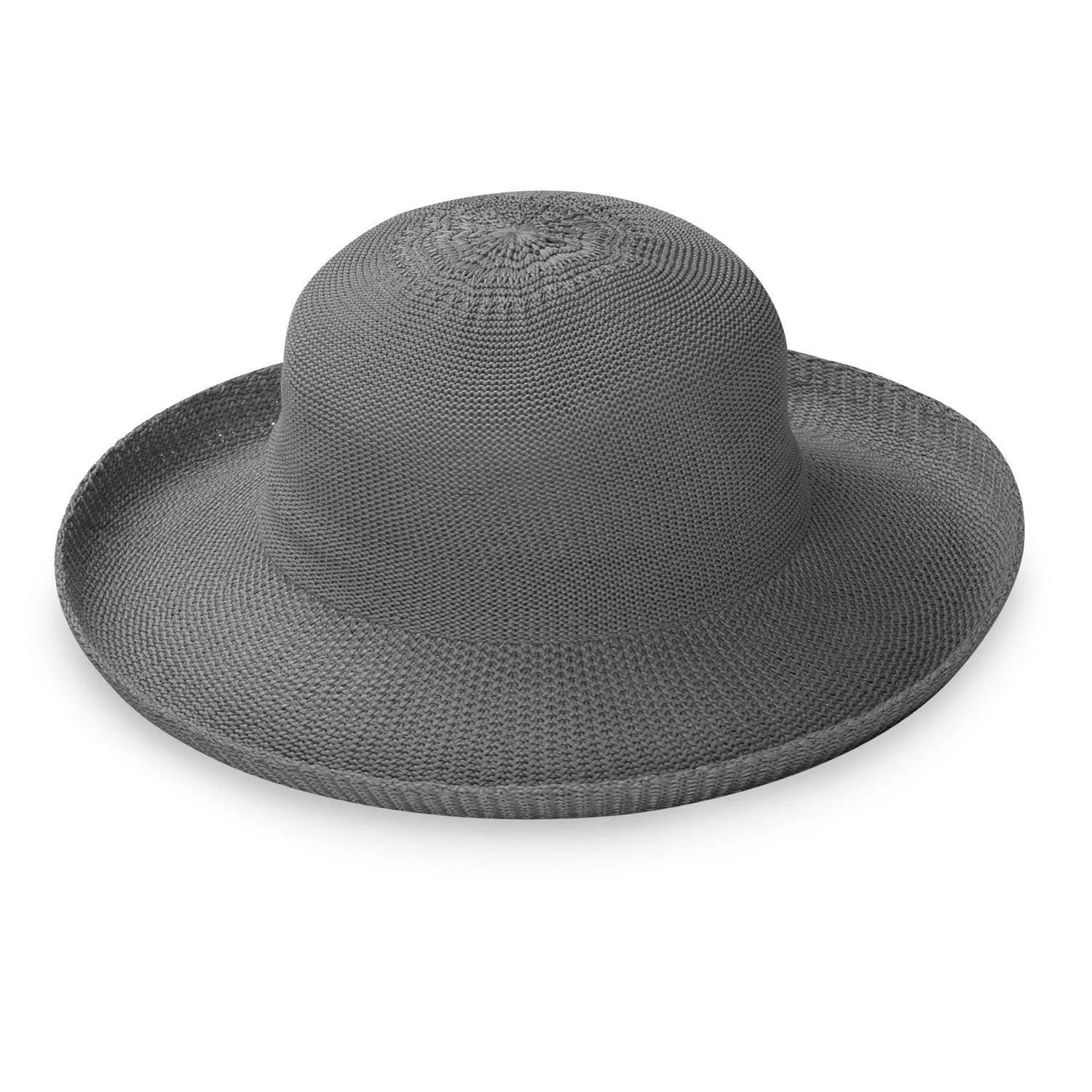 Gray Victoria Wide Brim Hat with Drawstring Fastening | Image