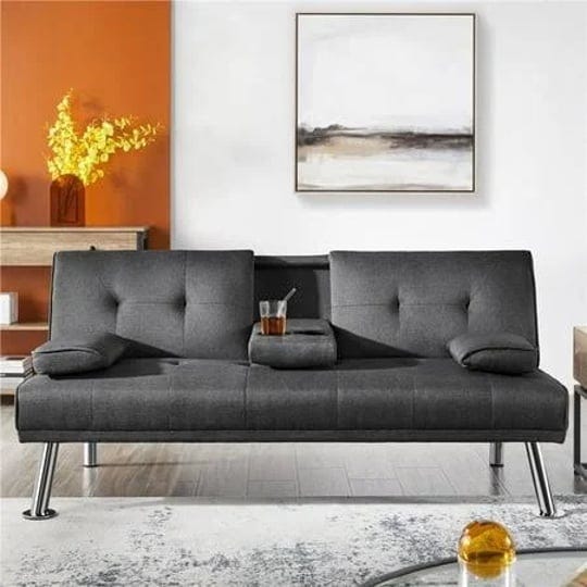 yaheetech-convertible-futon-sofa-bed-tufted-fabric-futon-772lb-weight-limit-gray-size-66-large-x-32--1