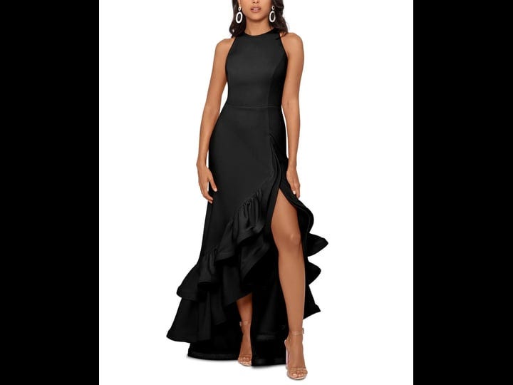 betsy-adam-ruffle-halter-crepe-gown-in-black-at-nordstrom-size-10p-1