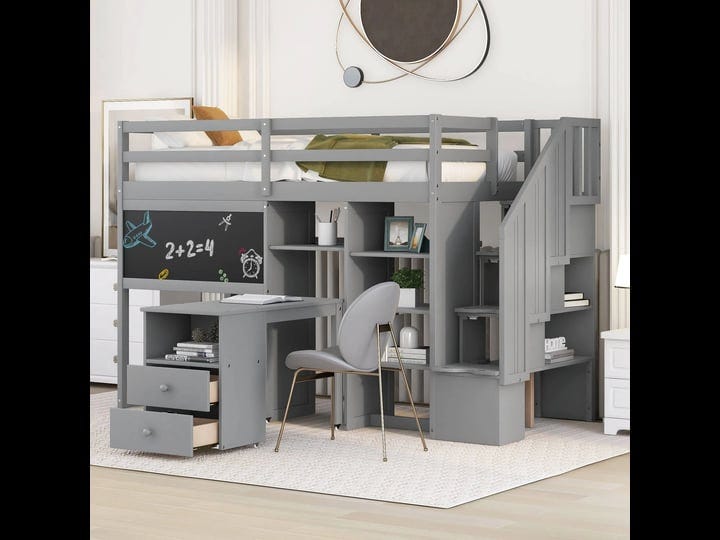 twin-size-loft-bed-with-pullable-desk-and-storage-shelvesstaircase-and-blackboard-gray-1