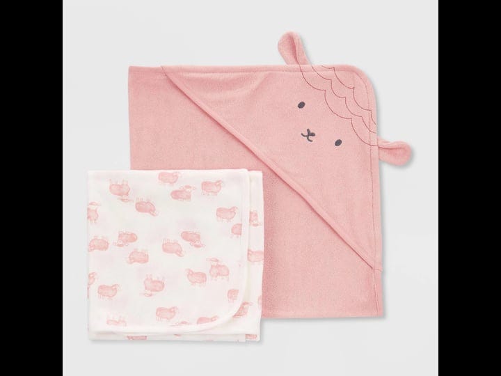 carters-just-one-you-baby-girls-sheep-hooded-bath-towel-pink-1