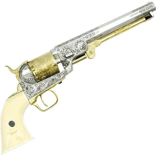 polished-gold-and-nickel-m1851-navy-revolver-by-medieval-collectibles-1