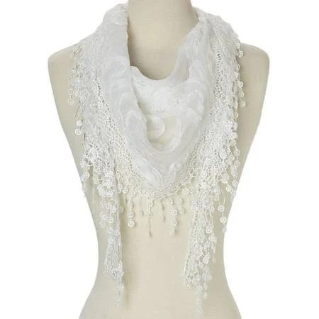 Elegant Lightweight Triangle Lace Fringe Scarf for Women - Multi-Purpose and Versatile Accessory | Image