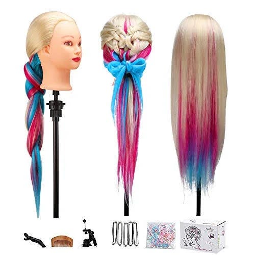 Mysweety Colorful Hair Mannequin Head for Cosmetology Practice | Image