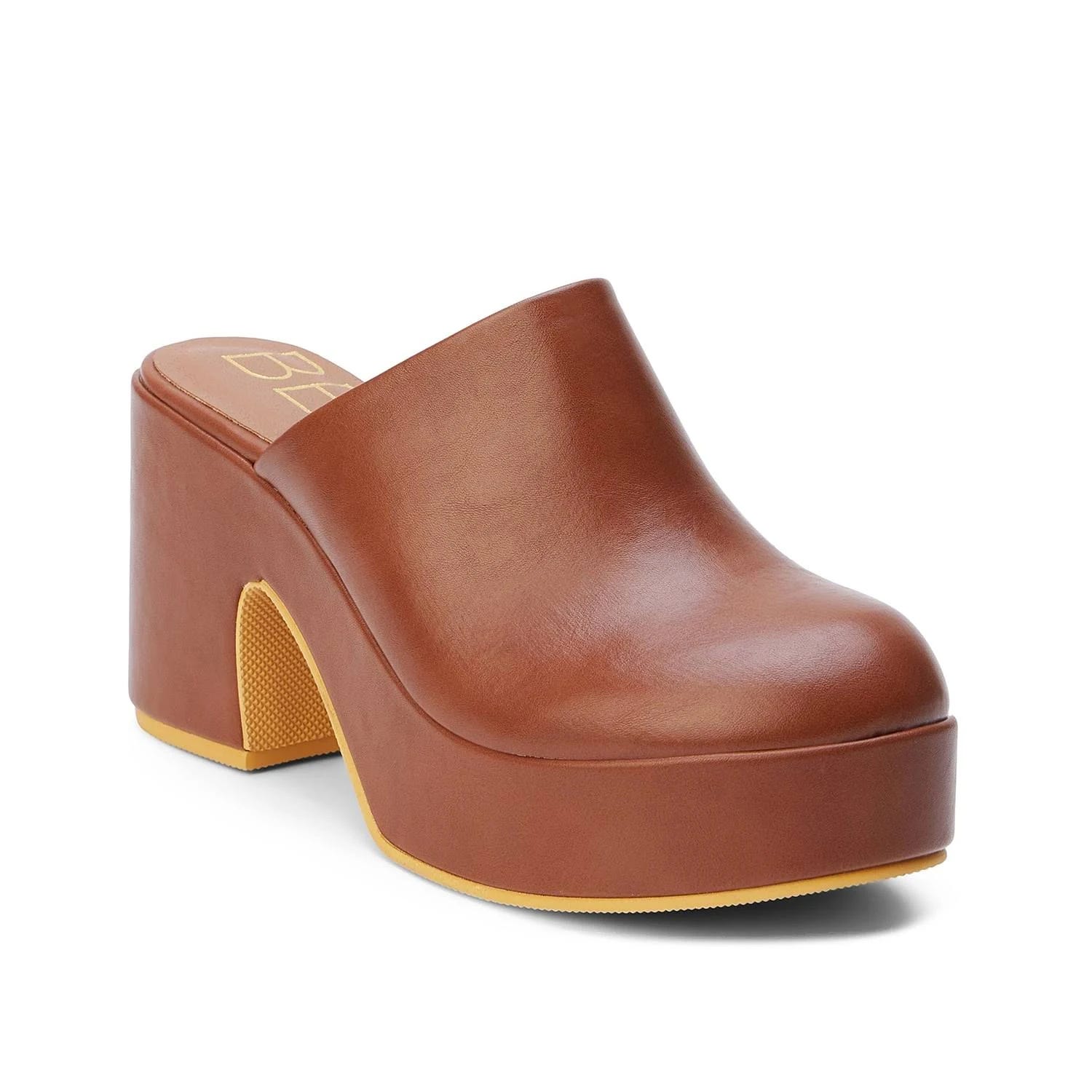 Stylish Platform Clogs for Women in Cognac Size 10 | Image