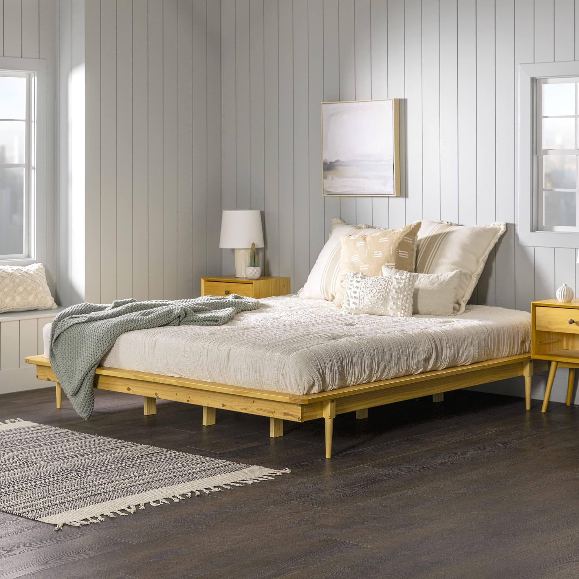 Light Oak Bohemian Style Platform Bed | Image
