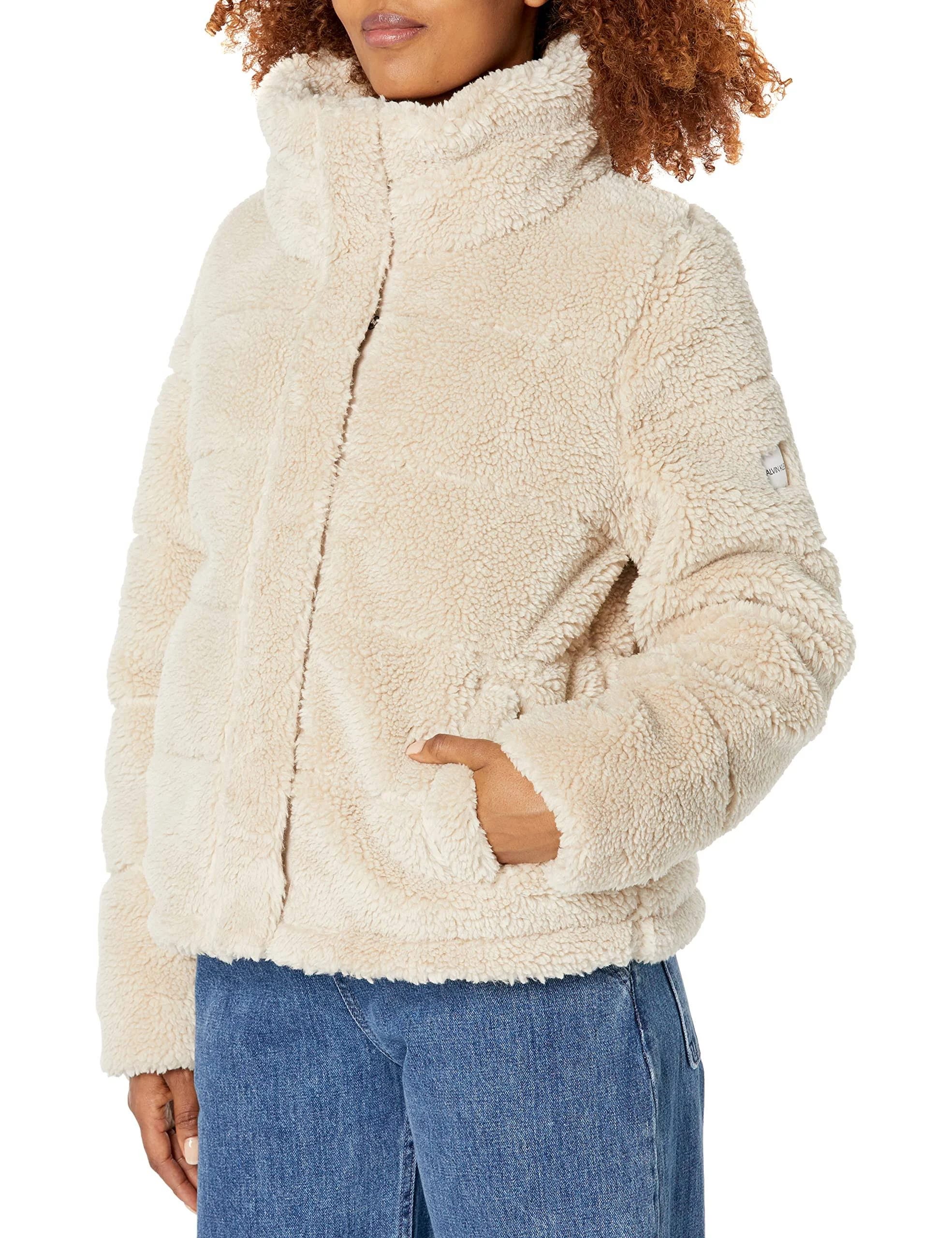 Calvin Klein Women's Cropped Faux-Fur Teddy Coat - Cozy & Warm, Perfect for Winter | Image