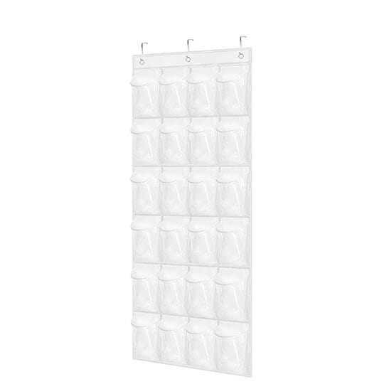 hoople-24-pocket-clear-over-the-door-shoe-pantry-closet-cabinet-organizer-rack-white-64-2-inch-x-18--1
