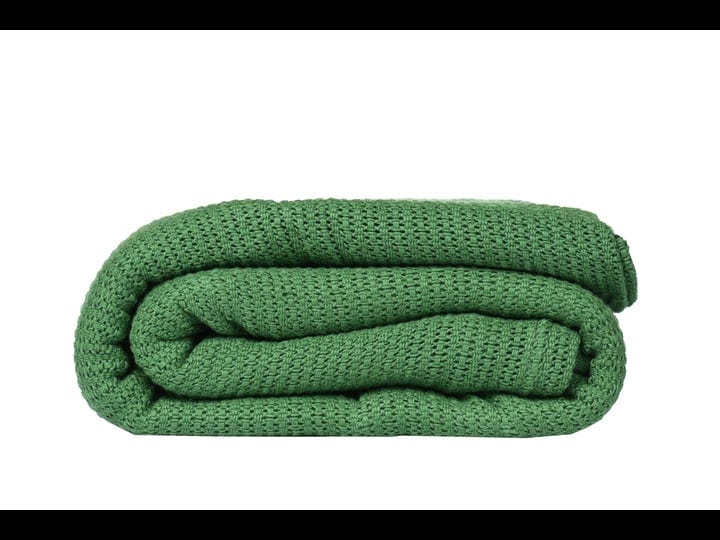 linteum-textile-supply-leno-weave-hunter-green-blanket-queen-100-cotton-lightweight-warm-extra-fluff-1